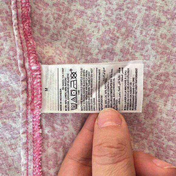 Old Navy NWT Pink White Floral Sleeveless Linen Blend Cami Mini Sundress Medium - Picture 9 of 10